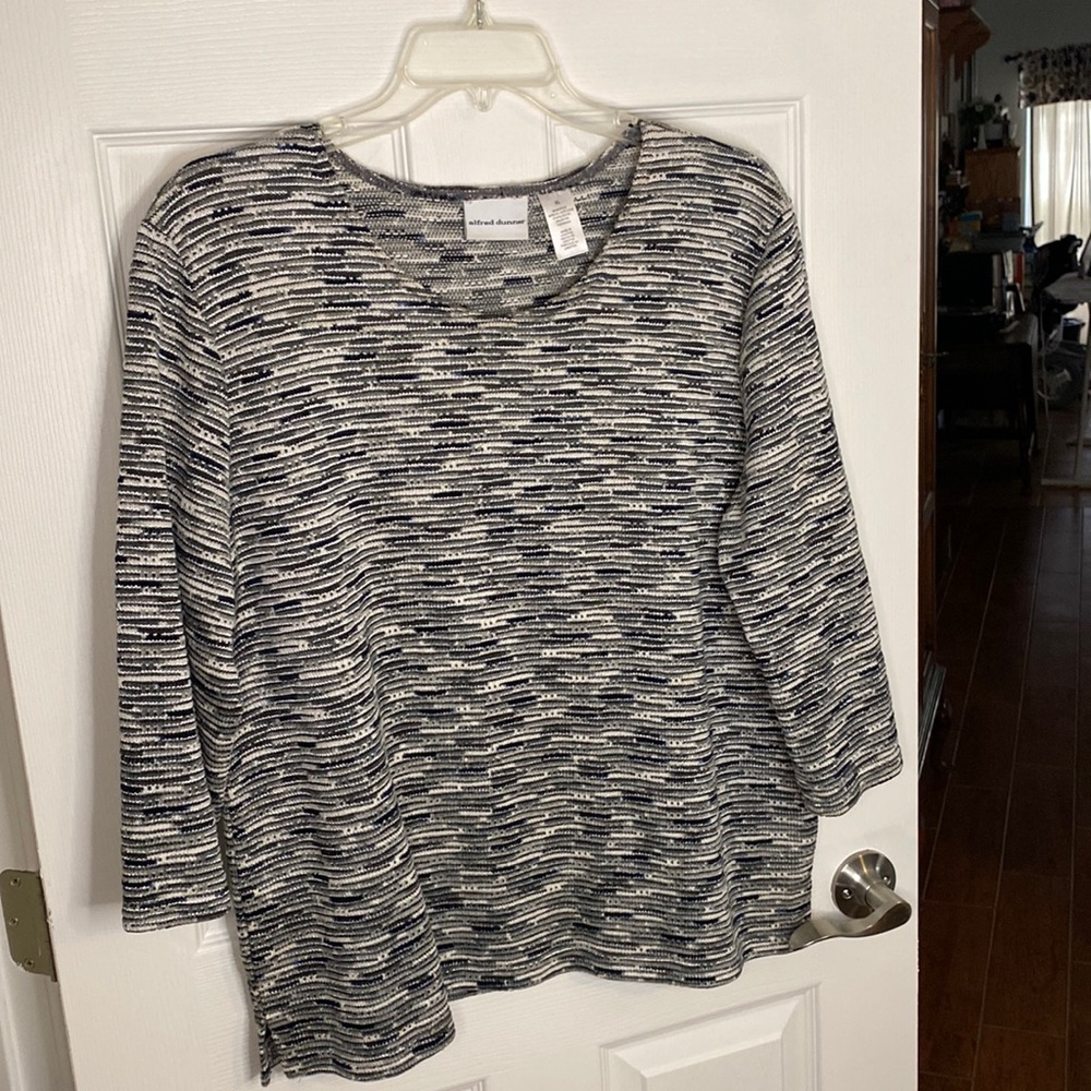 Alfred Dunner striped three-quarter sleeve blouse